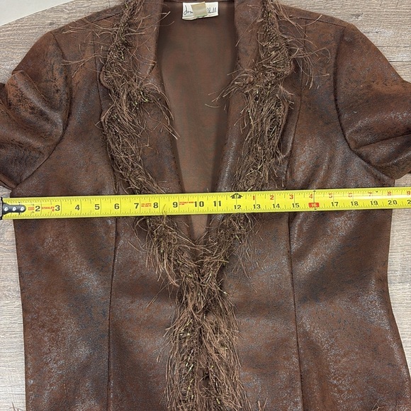 Joseph Ribkoff FABULOUS FRINGE Faux Leather Beaded Fringe Trimmed Jacket Size 14 - Picture 10 of 12